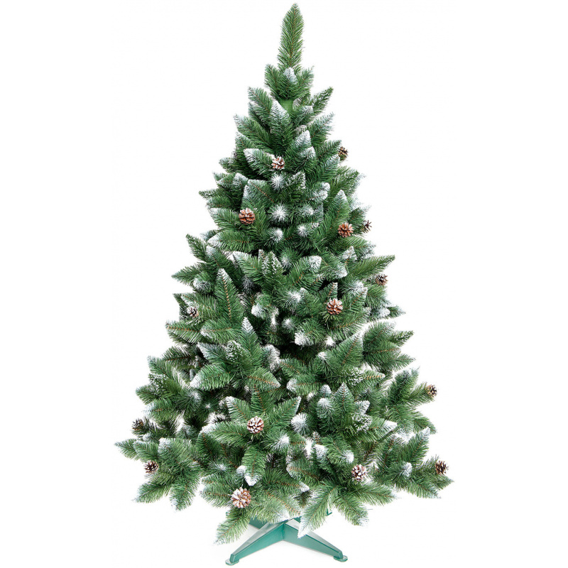 Aga Weihnachtsbaum leicht künstliche beschneite Fichte mit kleinen Zapfen 220 cm, Künstlicher Weihnachtsbaum, Tannenbaum mit ständer, Christbaum, Kunstbaum Weihnachten