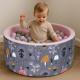 Aga Bällebad für Baby ab 1 Jahr, Rundes Weiches Schaumstoff Bällepool mit 200 Bälle, 90x40 cm Ballgrube Spielzeug für Kleinkinder, HX4200