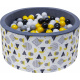 Aga Bällebad für Baby ab 1 Jahr, Rundes Weiches Schaumstoff Bällepool mit 200 Bälle, 90x40 cm Ballgrube Spielzeug für Kleinkinder, 907