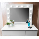Aga Schminktisch mit Spiegel 12 LED Glühbirnen und gepolsterter Hocker Weiß matt