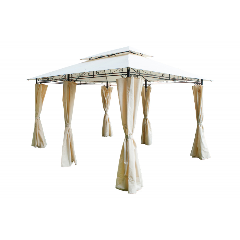 Linder Exclusiv Gartenpavillon MC3644 Partyzelt,Gartezelt,Pergola mit Vorhänge Beige