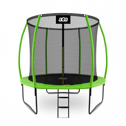 Aga SPORT EXCLUSIVE Trampolin, Kindertrampolin, Gartentrampolin mit Sicherheitsnetz 250 cm Hellgrün + Sicherheitsnetz + Leiter