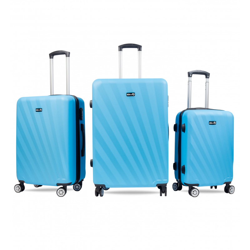 Aga Travel Reisekofferset Hartschalenkoffer, Doppeltragegriff mit Zahlenschloss, Trolley Reisekoffer 3tgl 4 Rollen Reisekoffer MR4653 Blau