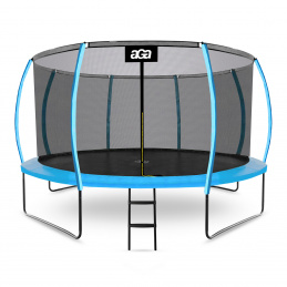 Aga SPORT EXCLUSIVE Trampolin, Kindertrampolin, Gartentrampolin mit Sicherheitsnetz 366 cm 12 ft Hellblau + Sicherheitsnetz + Leiter