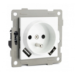 Weiße Steckdose mit Stift und USB