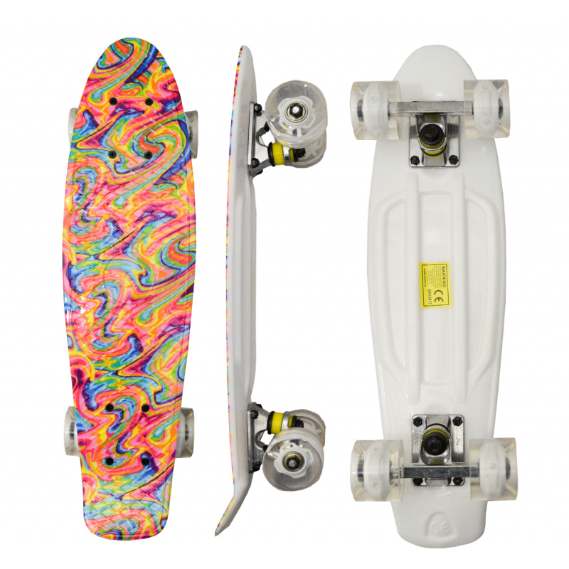 Aga4Kids Pennyboard mit LED-Rädern 100kg Belastbar, Pennyboard, Longboard, Skateboard MR6003