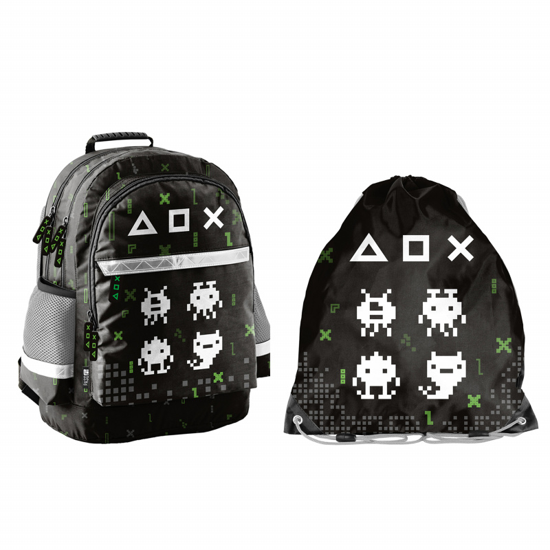 Paso Schulset Doppelkammer-Rucksack mit Turnbeutel Game