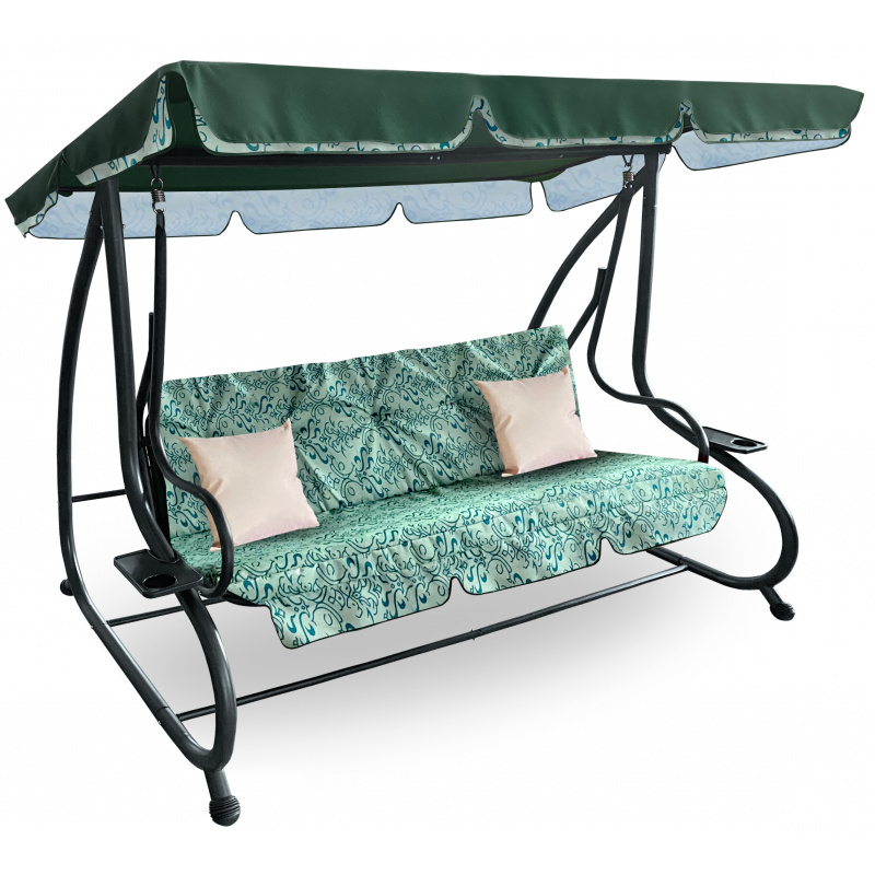 Aga Gartenschaukel 2in1 GRANDLUX Gartenschaukel 3-Sitzer Gartenliege,Schaukel,Gartenbank bis 250 Kg Prestige Grün