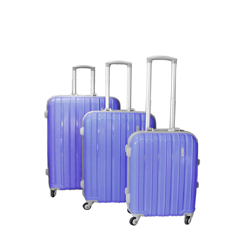 Linder Exclusiv PREMIUM COLOR ALUMINUM Hartschalenkoffer mit Aluminiumrahmen 3er Set Trolley Handgepäck Reisekoffer Koffer Leicht mit 4 Rollen Rollkoffer Hartschale TSA Schloss  MC3058  Flieder
