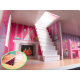 Aga MDF Holzpuppenhaus + Möbel 70cm rosa LED