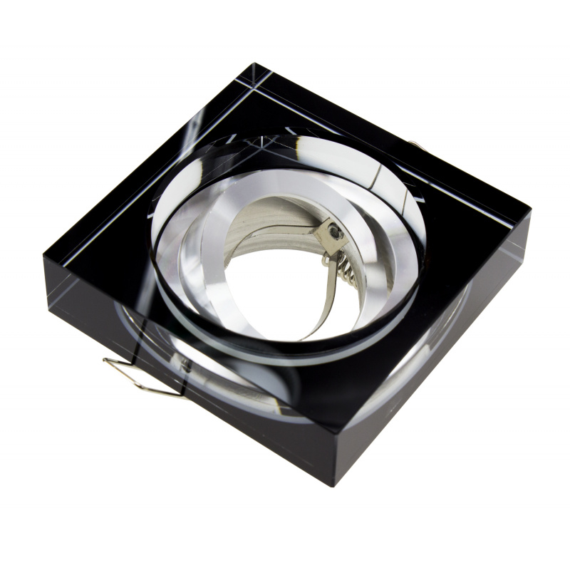 BERGE Deckenstrahler Pendelleuchte Deckenleuchte BRG71002 schwenkbar - dickes Glas 2cm - quadratisch - schwarz