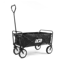 Aga Bollerwagen Gartenwagen faltbar mit Griff & Getränkehaltern bis 80 kg, Handwagen Outdoor  MR 4610 Black
