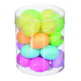 Jajka brokatowe styropianowe 24 szt. kolorowe