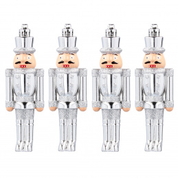 Aga Weihnachtsschmuck-Set Nussknacker 4 Stück Silber