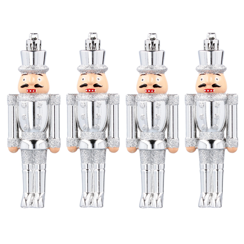 Aga Weihnachtsschmuck-Set Nussknacker 4 Stück Silber