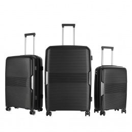 Aga Travel Kofferset 3-teilig MR4682 – Reisekoffer, Polypropylen, TSA-Schloss & 360° Rollen, leicht & robust, Handgepäck 33L/63L/93L, Schwarz