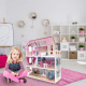 Aga MDF Holzpuppenhaus + Möbel 70cm rosa LED