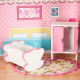 Aga MDF Holzpuppenhaus + Möbel 70cm rosa LED