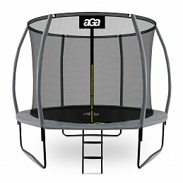 Aga SPORT EXCLUSIVE Trampolin 305 cm 10 ft Grau, Kindertrampolin, Gartentrampolin mit Sicherheitsnetz + Sicherheitsnetz + Leiter