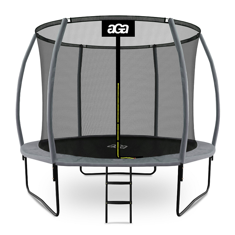 Aga SPORT EXCLUSIVE Trampolin 305 cm 10 ft Grau, Kindertrampolin, Gartentrampolin mit Sicherheitsnetz + Sicherheitsnetz + Leiter