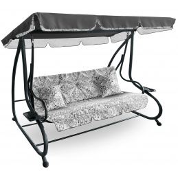 Aga Gartenschaukel 2in1 GRANDLUX  Gartenschaukel 3-Sitzer Gartenliege,Schaukel,Gartenbank bis 250 Kg, Prestige Grau