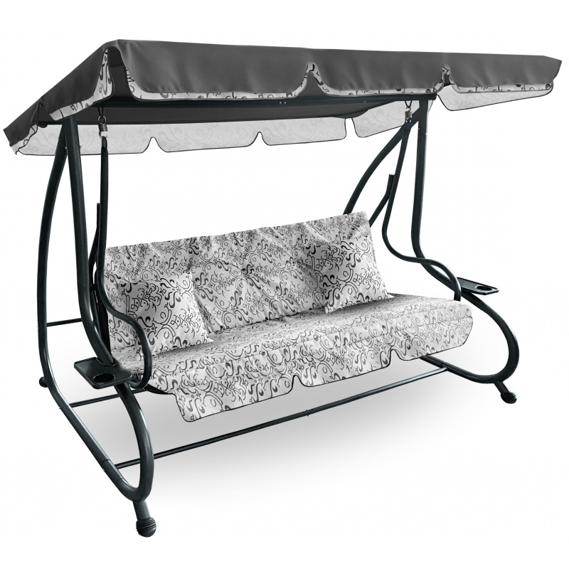 Aga Gartenschaukel 2in1 GRANDLUX  Gartenschaukel 3-Sitzer Gartenliege,Schaukel,Gartenbank bis 250 Kg, Prestige Grau