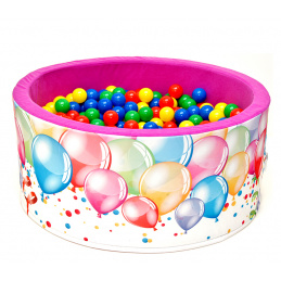 Aga Bällebad für Baby ab 1 Jahr, Rundes Weiches Schaumstoff Bällepool mit 200 Bälle, 90x40 cm Ballgrube Spielzeug für Kleinkinder, 983