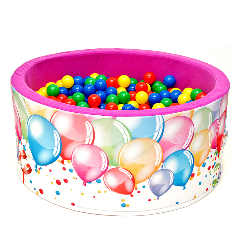 Aga Bällebad für Baby ab 1 Jahr, Rundes Weiches Schaumstoff Bällepool mit 200 Bälle, 90x40 cm Ballgrube Spielzeug für Kleinkinder, 983