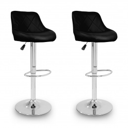Aga 2er Set Barhocker Schwarz  aus Kunstleder 360° drehbar höhenverstellbar, Barstuhl, Küchenhocker, Barhocker, Barstuhl, Bistrohocker
