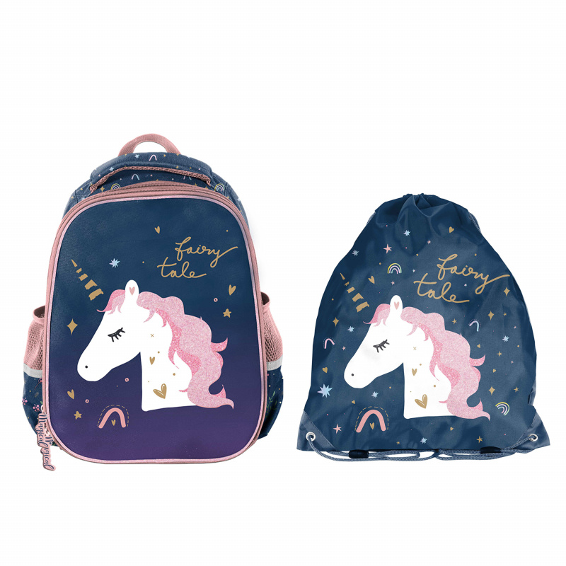 Paso Schulset Doppelkammer-Rucksack mit Turnbeutel Einhorn