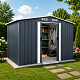 Aga Gartenhaus MR4051 - 4,1 m2 - 236x206x174 cm - für Werkzeuge - verzinkter Stahl - Garten-Lagerschuppen - Dunkelgrau - Große Doppelschiebetüren