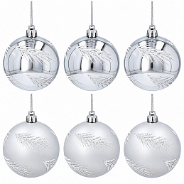 Aga Weihnachtskugeln 7cm 6 Stück Silber/Tanne