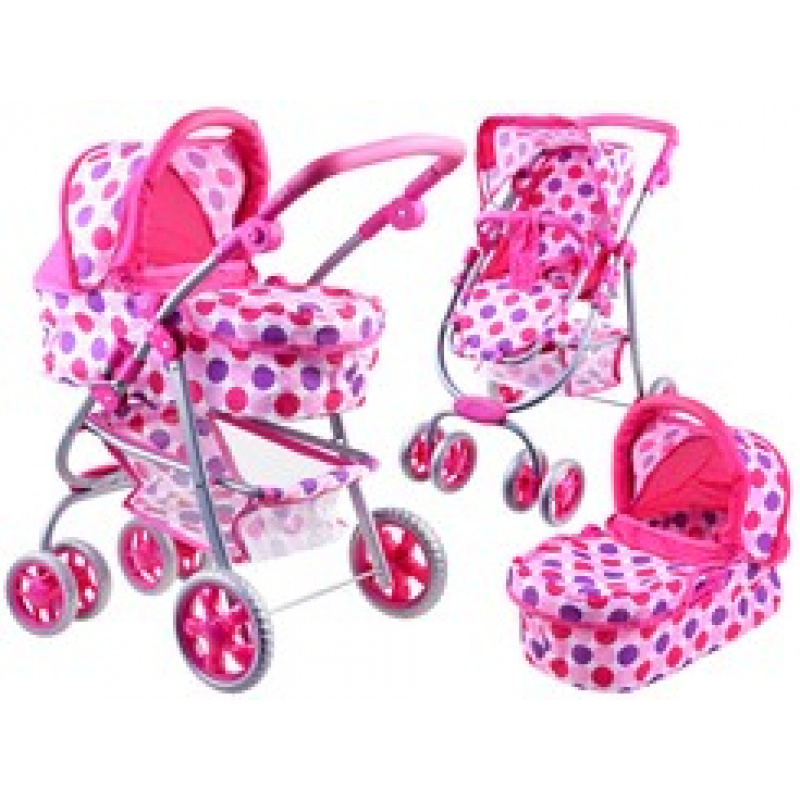 3 in 1 Puppen-Kinderwagen ZA3895 - Rosa - Aga24