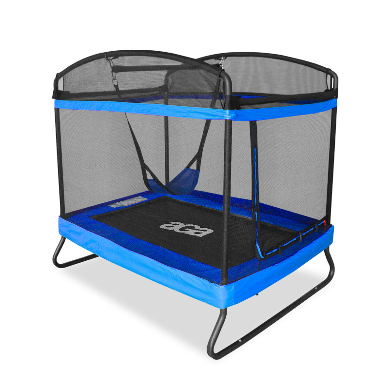 Aga Rechteckiges Trampolin, Kindertrampolin, Gartentrampolin mit Sicherheitsnetz  122x183 cm Dunkelblau + Schutznetz