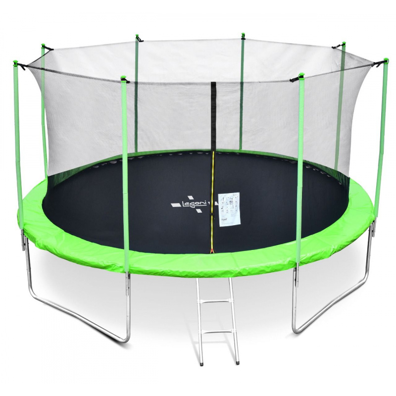 Legoni Trampolin 366 cm 12 ft Hellgrün + Indoor-Sicherheitsnetz + Leiter