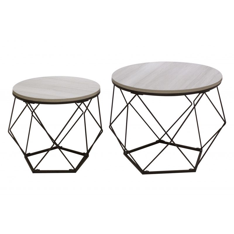 Aga Kaffeetisch MR2034 im 2er Set Satztisch 2-TLG. für Wohnzimmer Flur Schlafzimmer Rund