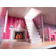 Aga MDF Holzpuppenhaus + Möbel 70cm rosa LED