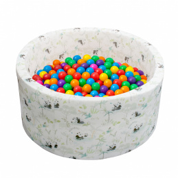 Aga Bällebad für Baby ab 1 Jahr, Rundes Weiches Schaumstoff Bällepool mit 200 Bälle, 90x40 cm Ballgrube Spielzeug für Kleinkinder,