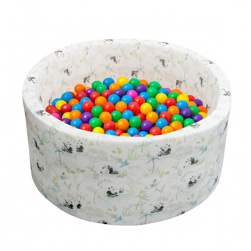 Aga Bällebad für Baby ab 1 Jahr, Rundes Weiches Schaumstoff Bällepool mit 200 Bälle, 90x40 cm Ballgrube Spielzeug für Kleinkinder,