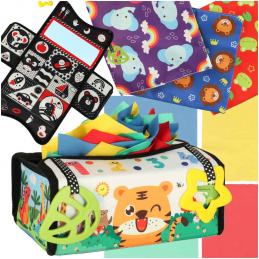 Sorter senzorické ubrousky box montessori mat 2v1