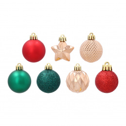 Aga Weihnachtskugeln MIX 3-4cm 32 Stück Rot/Gold/Grün