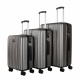 Aga Travel Aga Travel Kofferset, Reisekofferset , Hartschalenkoffer, Doppeltragegriff mit Zahlenschloss, Trolley Reisekoffer 3tgl 4 Rollen  MR4667 Dunkelgrau