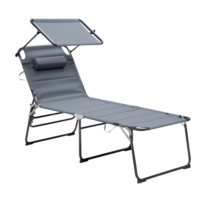 Aga Gartenliege XXL mit Dach Grau