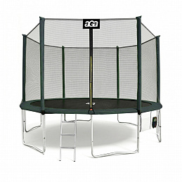 Aga SPORT PRO Trampolin 400 cm Dunkelgrün, Kindertrampolin, Gartentrampolin mit Sicherheitsnetz + Sicherheitsnetz + Leiter