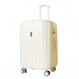 Aga Travel Hartschalen-Koffer Trolley Rollkoffer Reisekoffer mit TSA-Schloss und 4 Rollen 77x48x30 cm MR4669 Beige