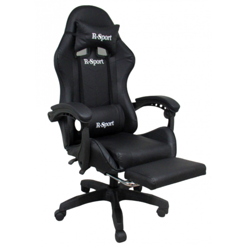 Fotel Gamingowy K4 R-Sport  CZARNY z podnóżkiem+masażer