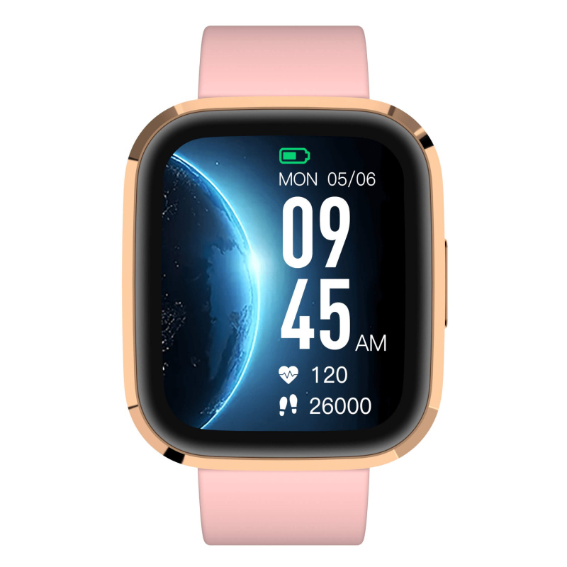 Garett GRC STYLE Smartwatch Gold mit rosa Silikonarmband