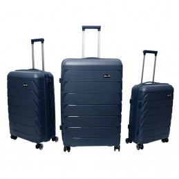 Aga Travel Kofferset 3-teilig MR4675 – Polypropylen Hartschalenkoffer TSA-Schloss 360° Doppelrollen Teleskopgriff leicht & robust Handgepäck 33/63/93L Dunkelblau