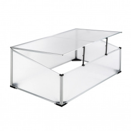 Linder Exclusiv Gewächshaus aus Aluminiumprofilen mit Polycarbonatfüllung,mit aufklappbaren Deckel  MC4361 100x60x30/40 cm