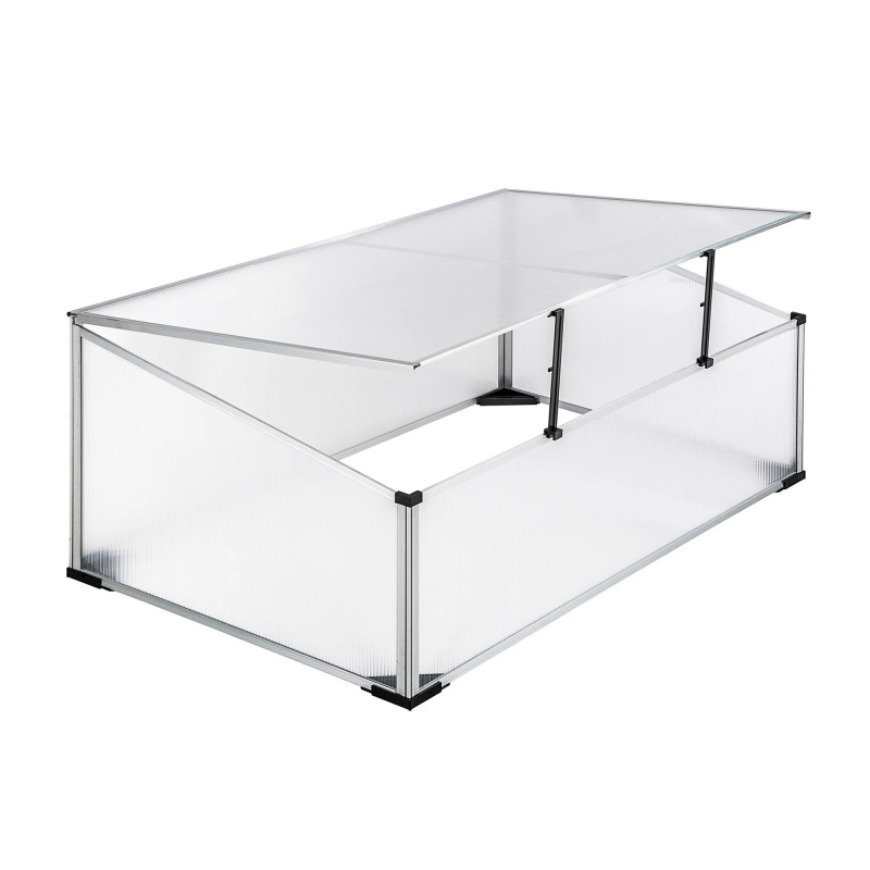 Linder Exclusiv Gewächshaus aus Aluminiumprofilen mit Polycarbonatfüllung,mit aufklappbaren Deckel  MC4361 100x60x30/40 cm